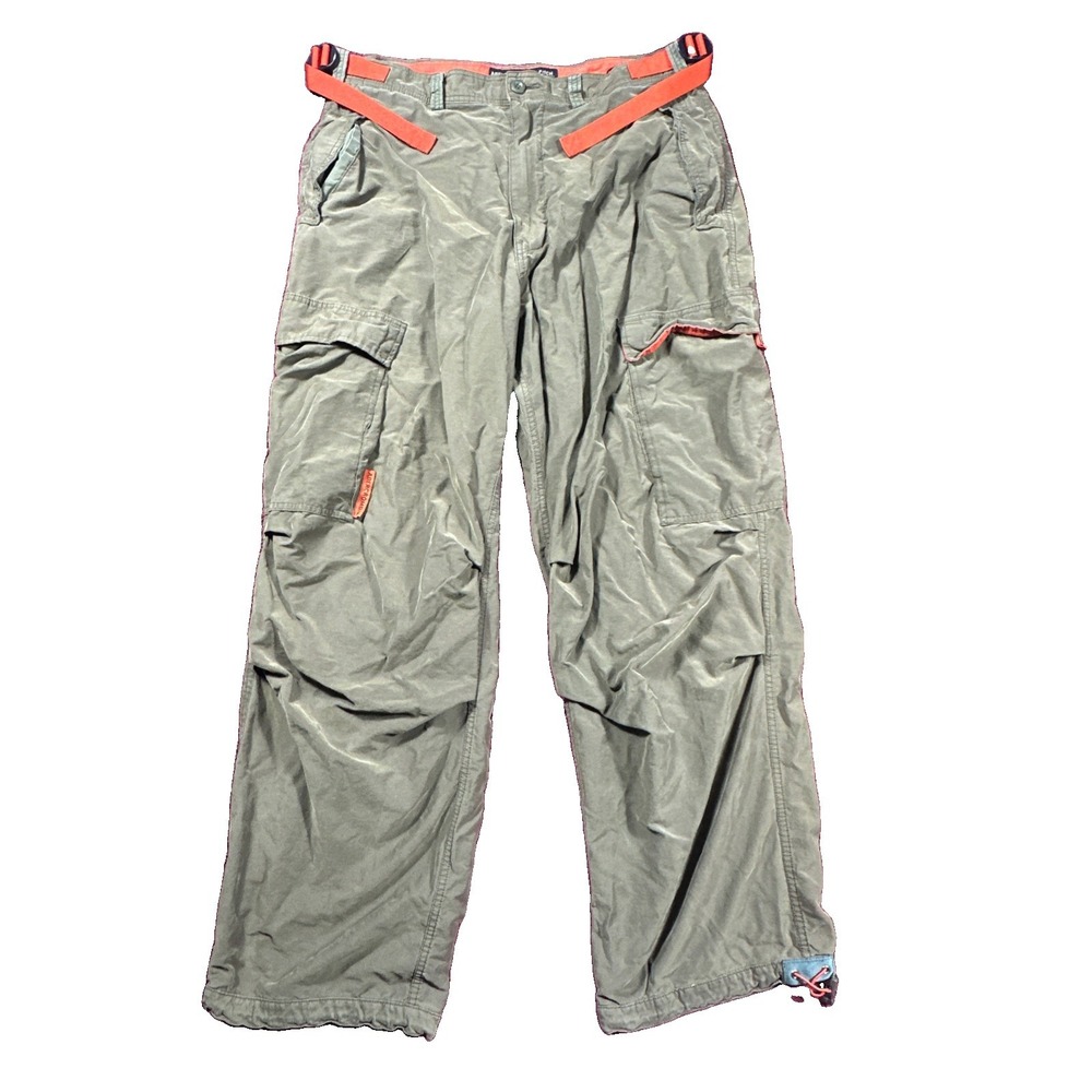 Vintage Y2K Abercrombie & Fitch Pants Green Paratrooper Cargo Belt Mens XL